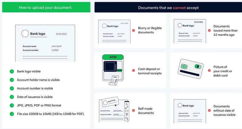 Adyen proof of bank account