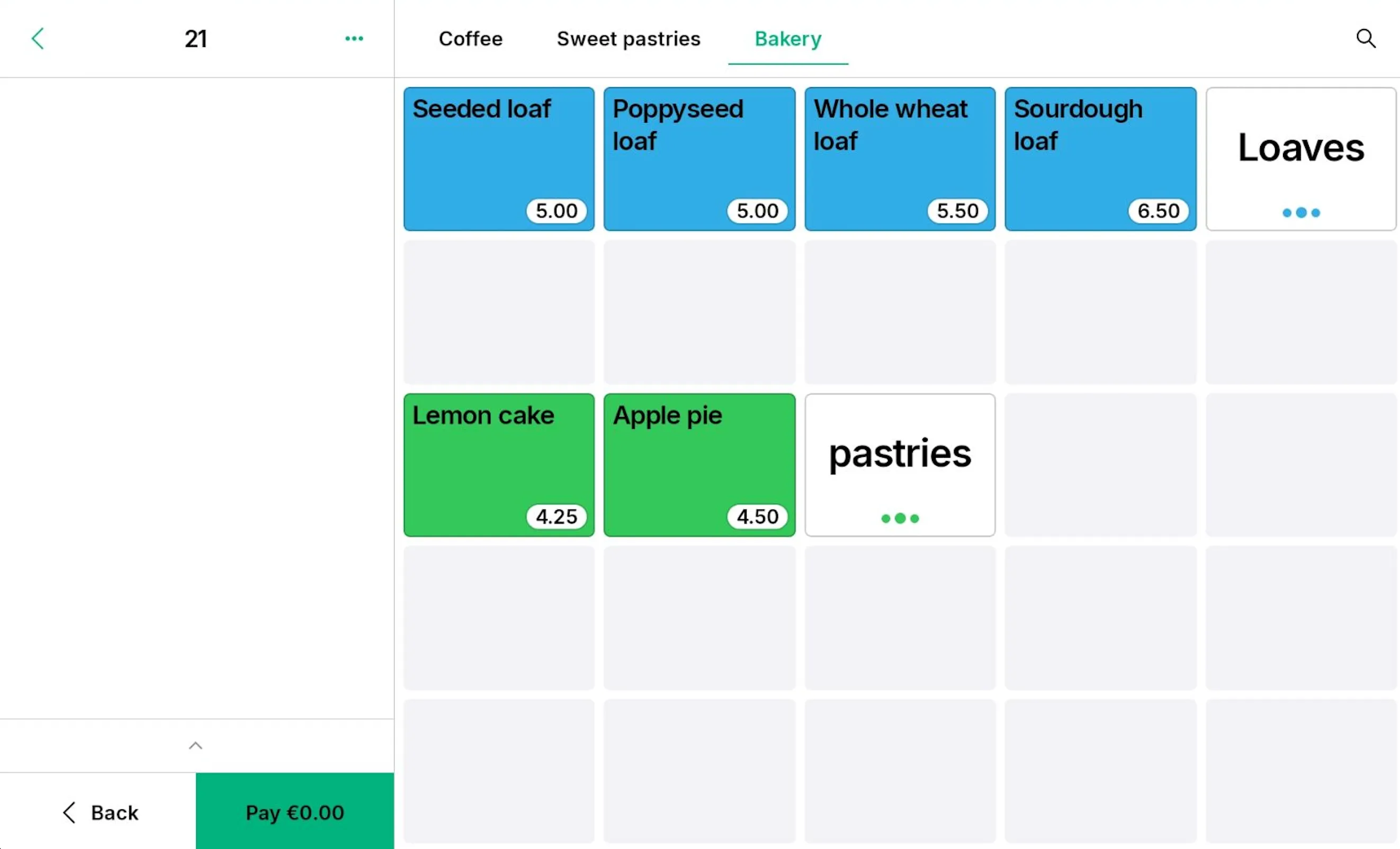 Adding products to your Bakery Sales Screen