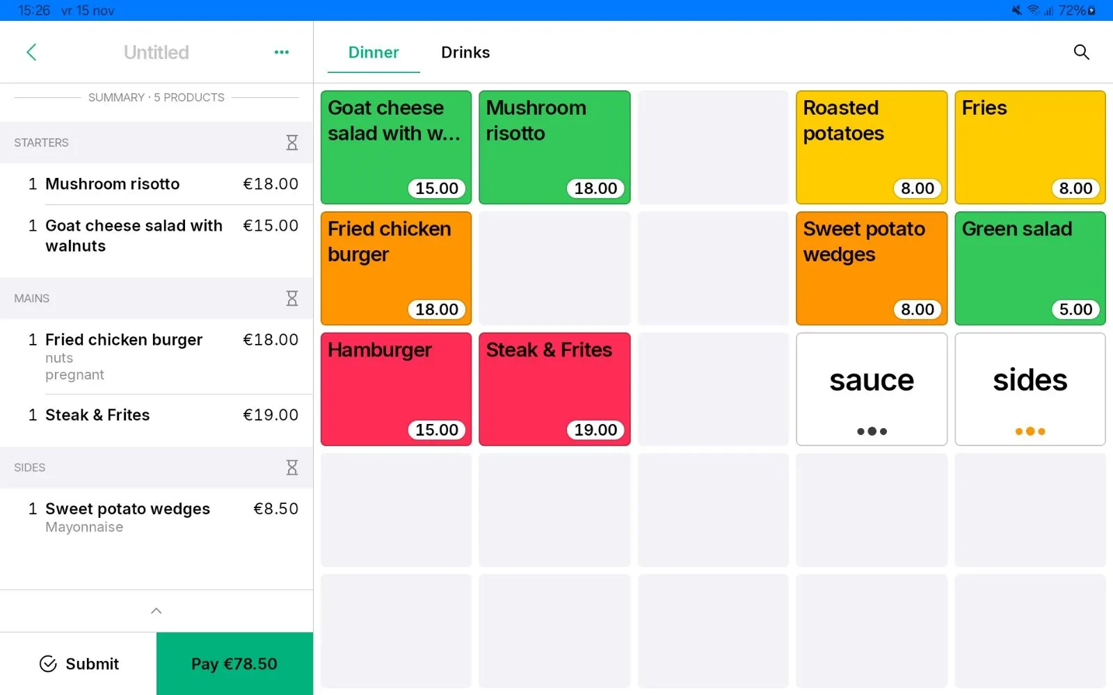 Sales screen with an open invoice